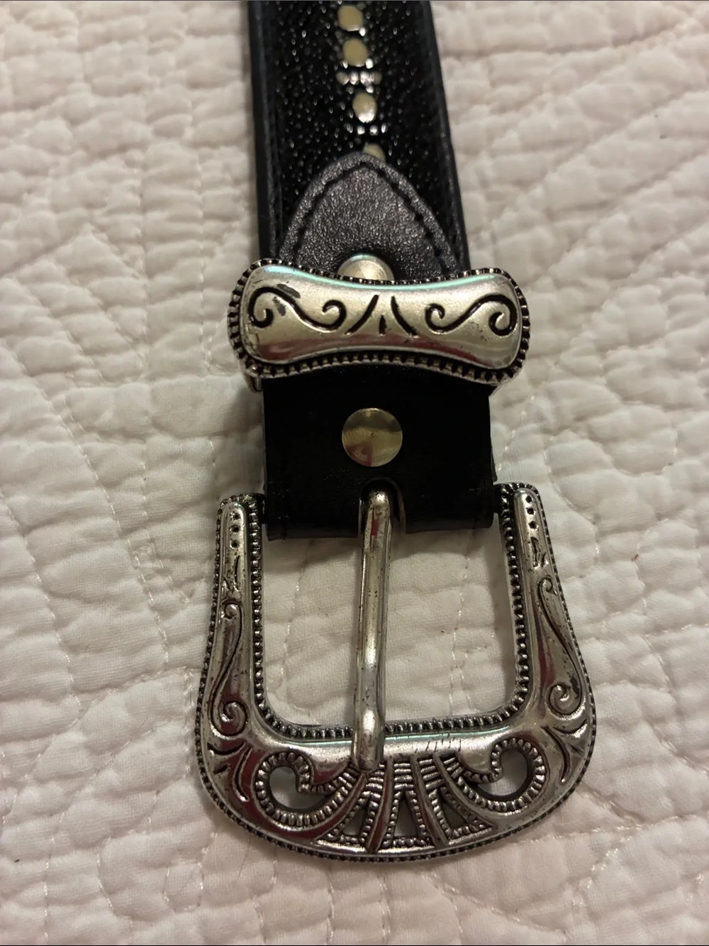 Black genuine stingray Belt with Silver Buckle AND stingray wallet